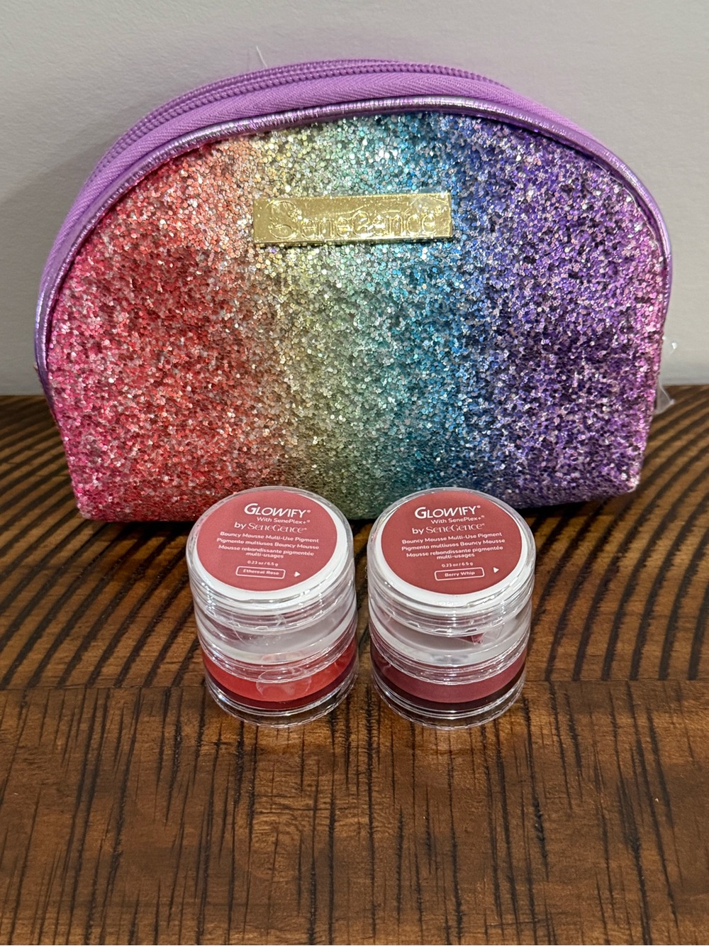 SeneGence Glowify Ethereal Rose & Berry Whip Pigment Bundle + Glitter Bag
